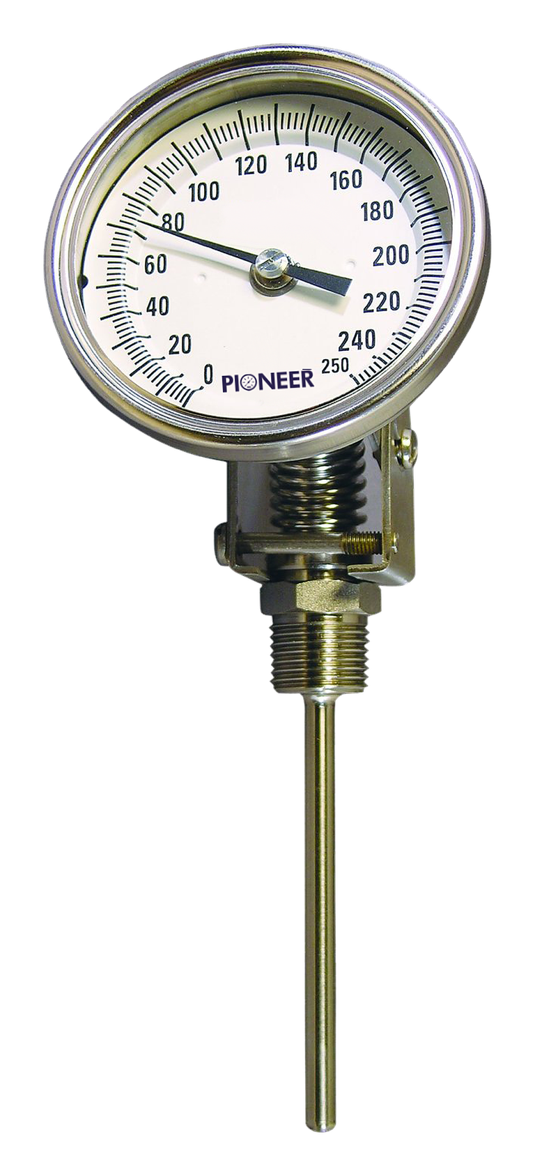 Pioneer dial temperature gauge with stainless steel stem