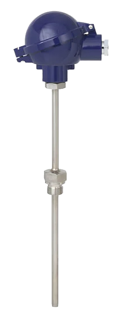 Pioneer RTD / thermocouple temperature sensor with connection head and stainless steel sheath